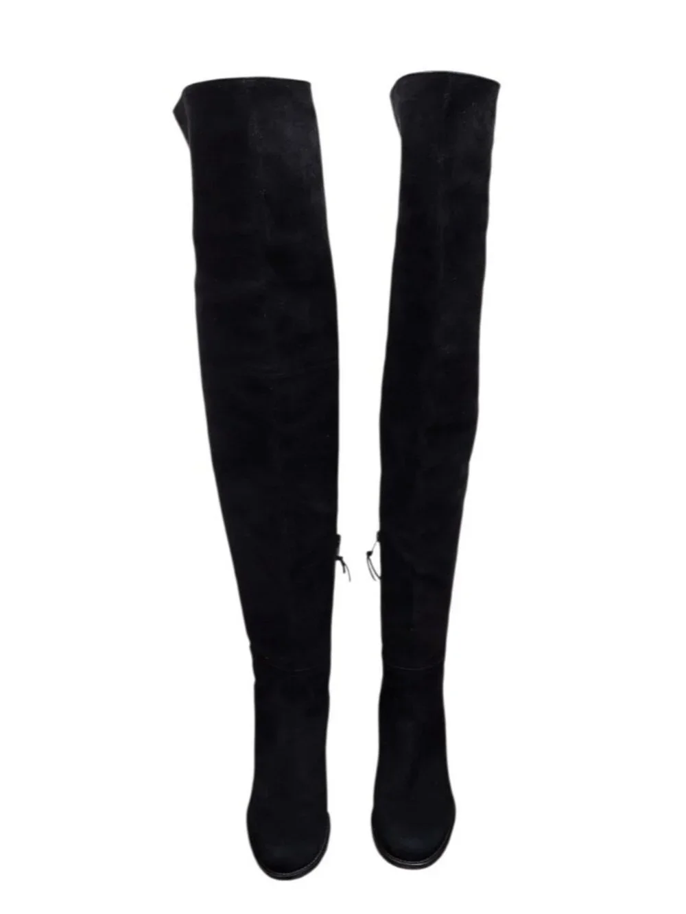 Stuart Weitzman 5.5 M Black Suede Over The Knee Boots Low Heel Tall Zip OTK
